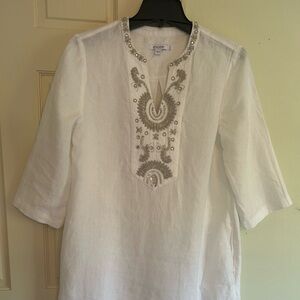 Chicos white linen shift dress size 1 or M